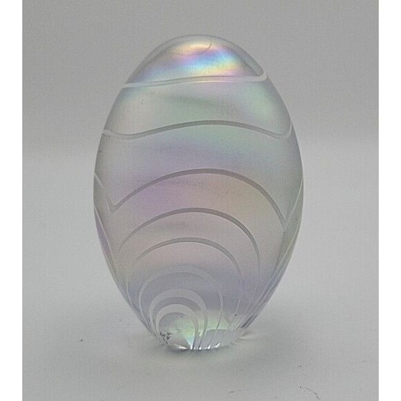 Other - Vintage Iridescent Art Glass EGG Paperweight Rainbow EUC Beautiful Egg!